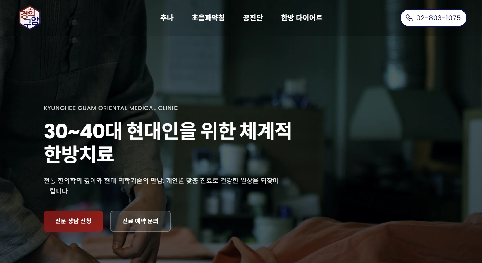 LogAgency (로그에이전시)가 제작한 구암한의원 웹사이트 - 진료 과목별 가이드